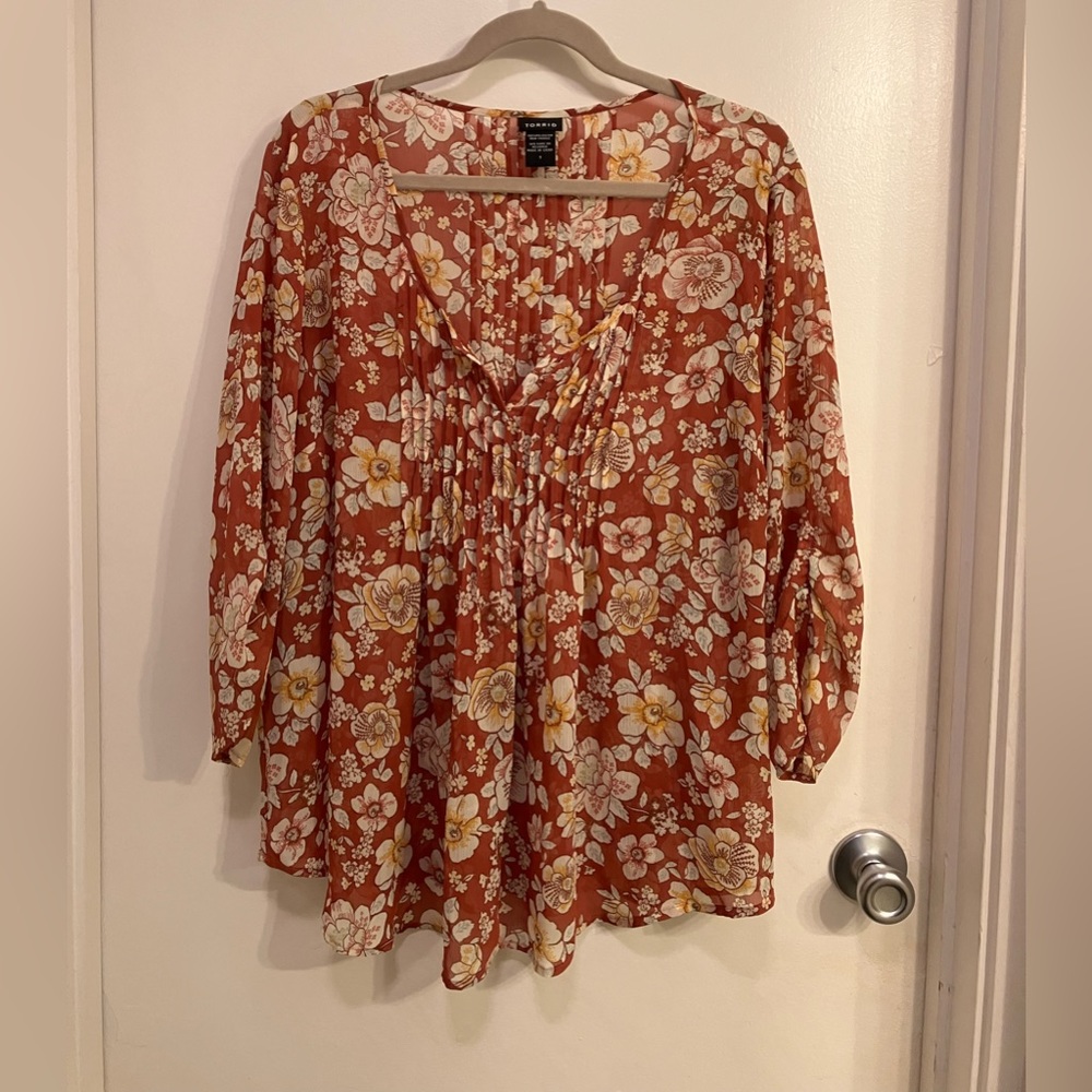 Torrid sheer floral top